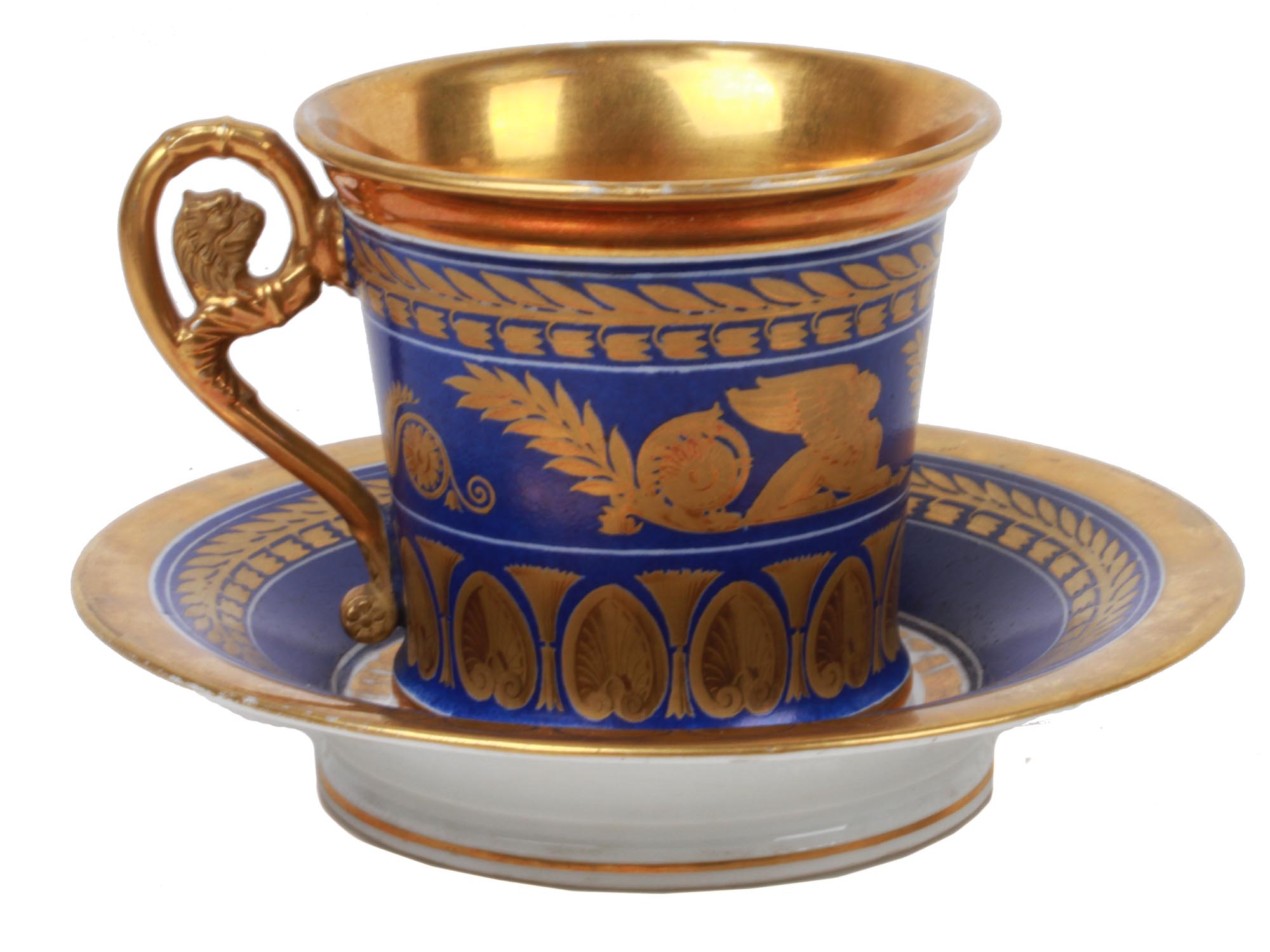 ANTIQUE RUSSIAN CABINET PORCELAIN TEA CUP & SAUCER PIC-0